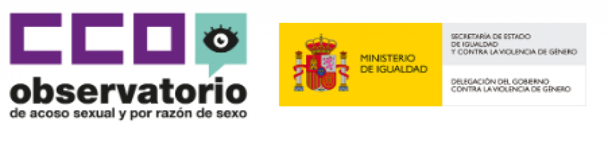 Logos del Observatorio del Acoso Sexual y el Ministerio de Igualdad